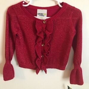 Genuine Kids Oshkosh Red Sparkle Ruffle Cardigan